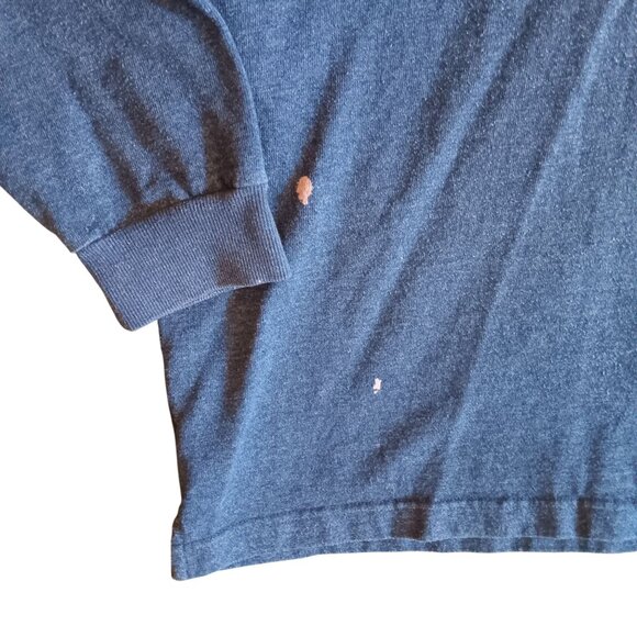 XLT Vintage Rugby Shirt St. Johns Bay Denim Collar Distress Paint 1990's Polo - Picture 7 of 7